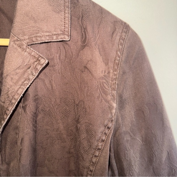 J Jill Brown Canvas Embroidered One Button Jacket Floral Purple Blue Small - Picture 5 of 11